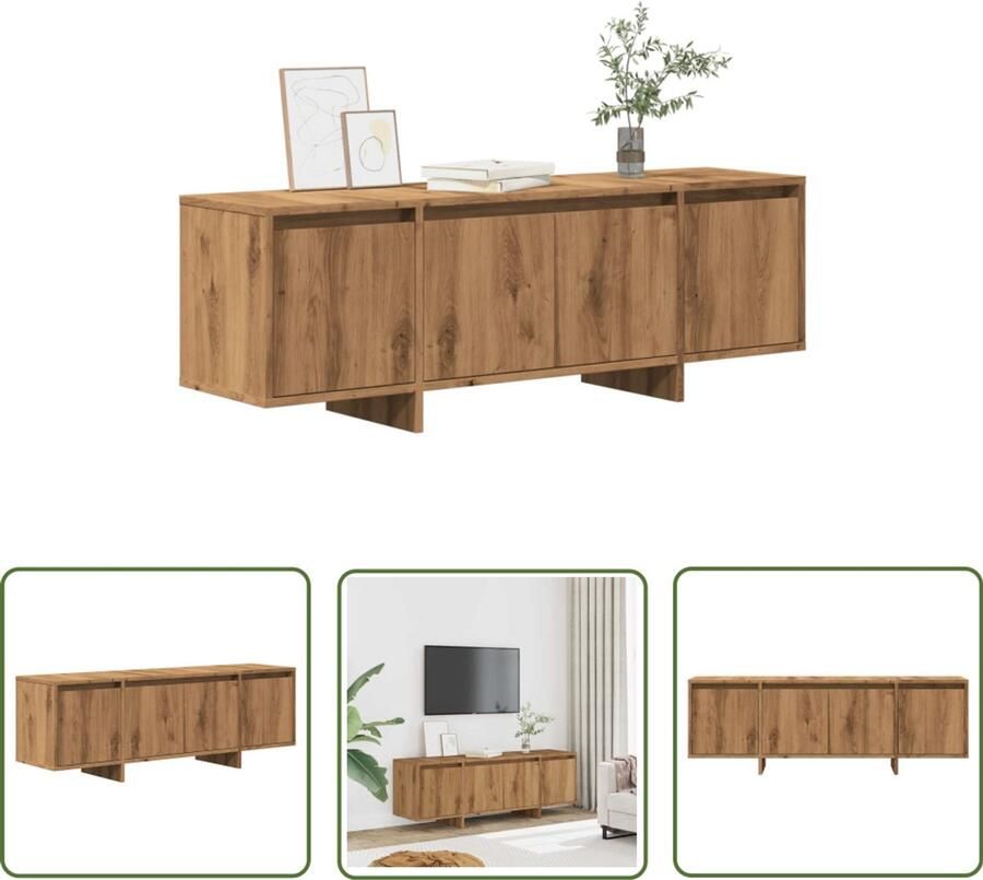 The Living Store vidaXL Tv-meubel 120x30x40 5 cm bewerkt hout artisanaal eikenkleurig Tv-meubel Salontafel Media Kast Houten Tv-kast Eiken Tv-meubel
