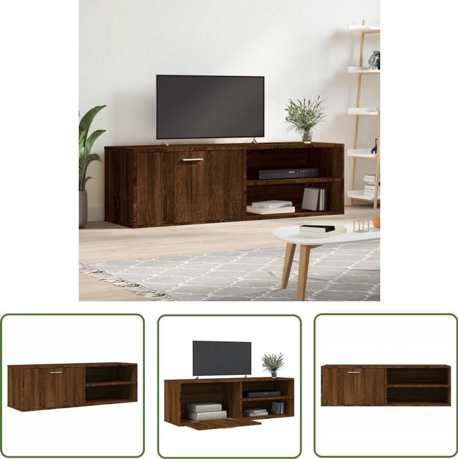 The Living Store vidaXL Tv-meubel 120x34x37 cm bewerkt hout bruin eikenkleur Tv-meubel Salontafel Houten Tv-standaard Bruine Eiken Kleur Opbergruimte