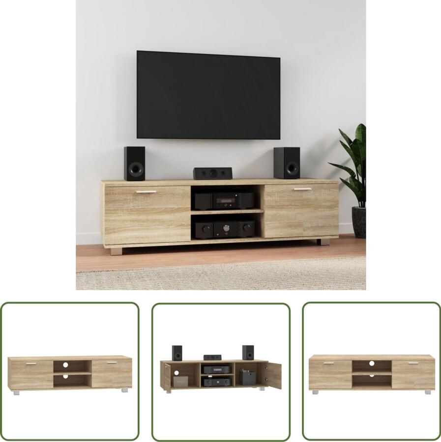 The Living Store vidaXL Tv-meubel 140x40 5x35 cm bewerkt hout sonoma eikenkleurig Tv-meubel Salontafel Houten Tv-meubel Tv Kast Opbergruimte