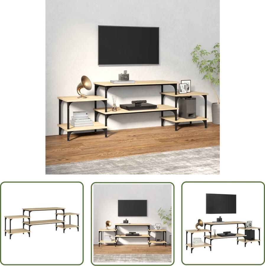 The Living Store vidaXL Tv-meubel 157x35x52 cm bewerkt hout sonoma eikenkleurig Tv-meubel Salontafel Houten Tv-stand Sonoma Eiken Bruine Tv Kast - Foto 2