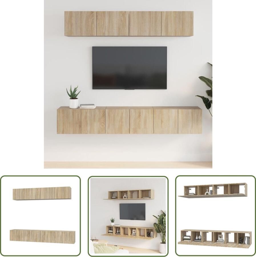The Living Store vidaXL Salontafel TV-meubel 5-delige Tv-meubelset bewerkt hout sonoma eikenkleurig Houten Meubilair Tv Stand Bruine Meubels - Foto 2