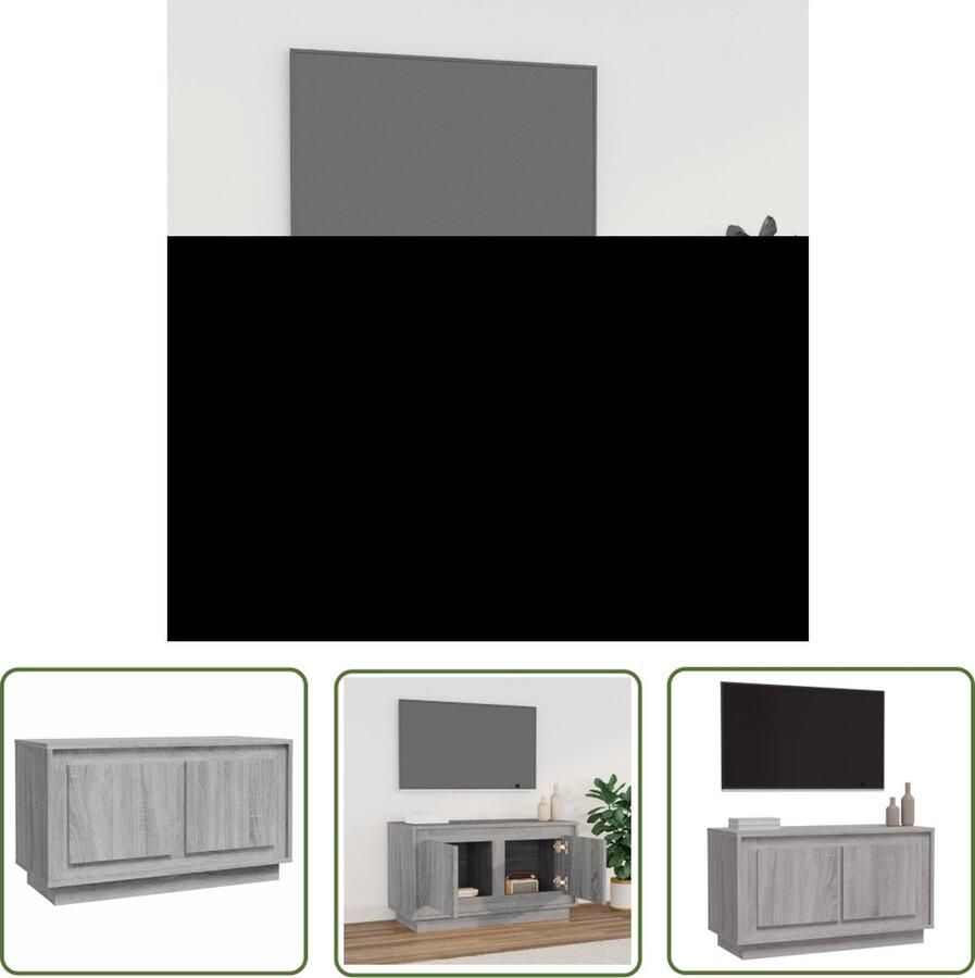 The Living Store vidaXL Tv-meubel 80x35x45 cm bewerkt hout grijs sonoma eikenkleurig Tv-meubel Salontafel Houten Meubilair Grijze Meubels Media Kast - Foto 2
