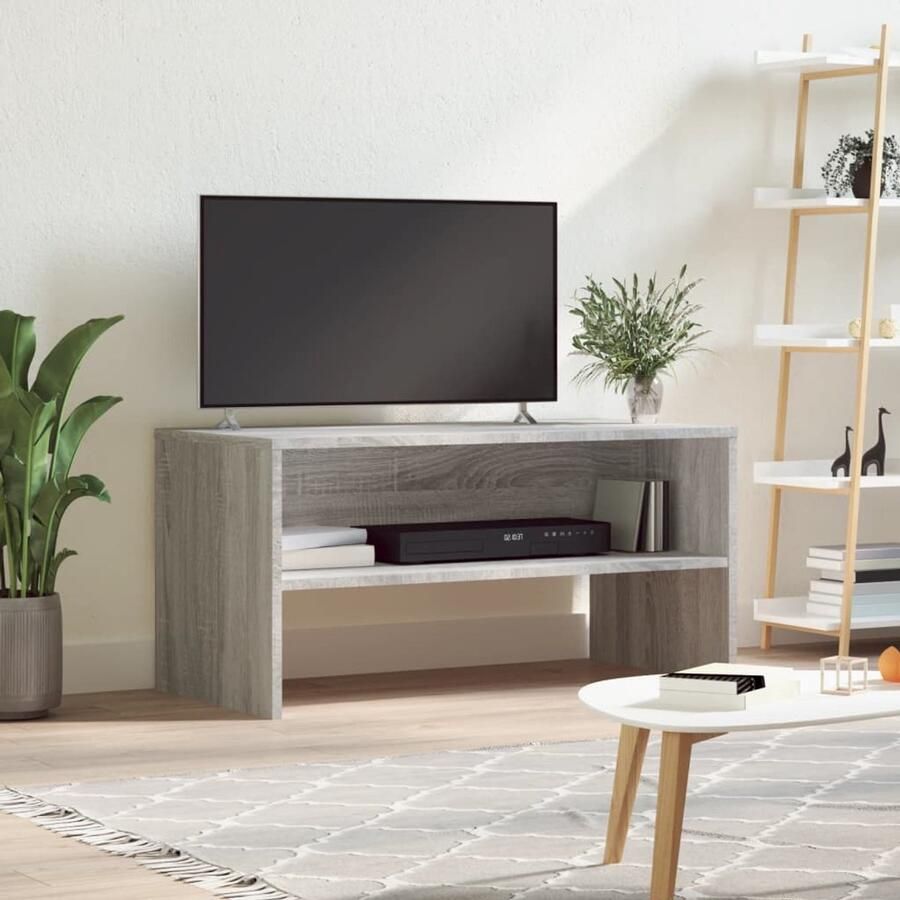 The Living Store vidaXL Tv-meubel 80x40x40 cm bewerkt hout grijs sonoma eikenkleurig Tv-meubel Salontafel Houten Tv-standaard Grijze Tv-bank Media Kast