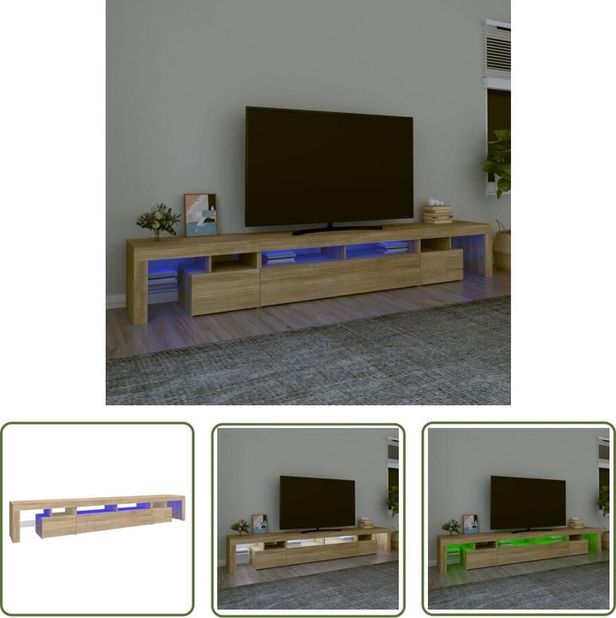 The Living Store vidaXL Tv-meubel met LED-verlichting 260x36 5x40cm sonoma eikenkleurig Tv-meubel Salontafel Houten Meubilair Led Verlichting Rgb Verlichting