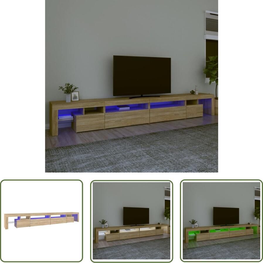 The Living Store vidaXL Tv-meubel met LED-verlichting 290x36 5x40cm sonoma eikenkleurig Tv-meubel Salontafel Houten Meubilair Led Verlichting Sonomaplank