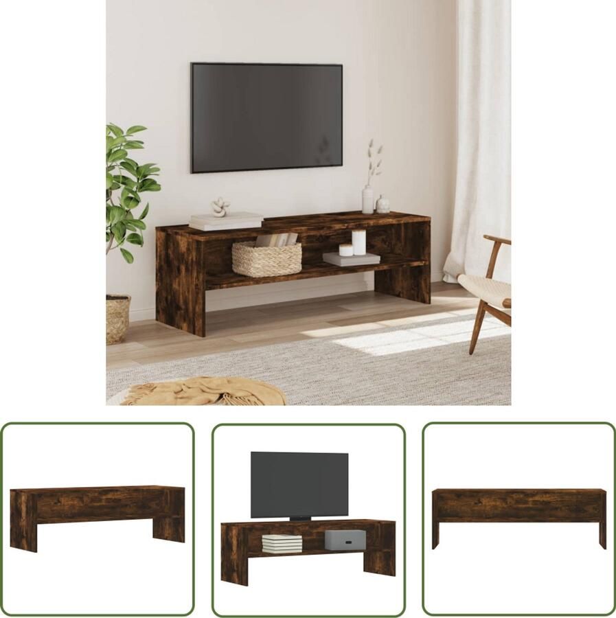 The Living Store vidaXL Salontafel Tv Meubel Tv-meubel 120x40x40 cm bewerkt hout gerookt eikenkleurig Houten Tv Kast Bruine Tv Bank Media Kast