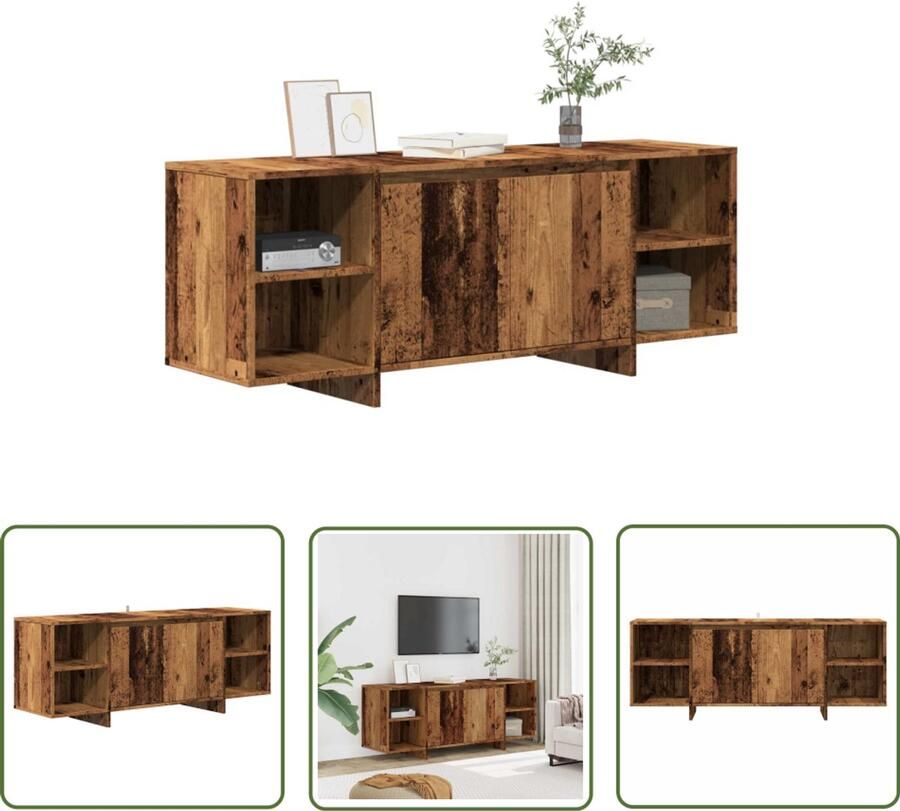 The Living Store vidaXL Salontafel Tv Meubel Tv-meubel 130x35x50 cm bewerkt hout oud houtkleurig Houten Kast Media Kast Opslagkast