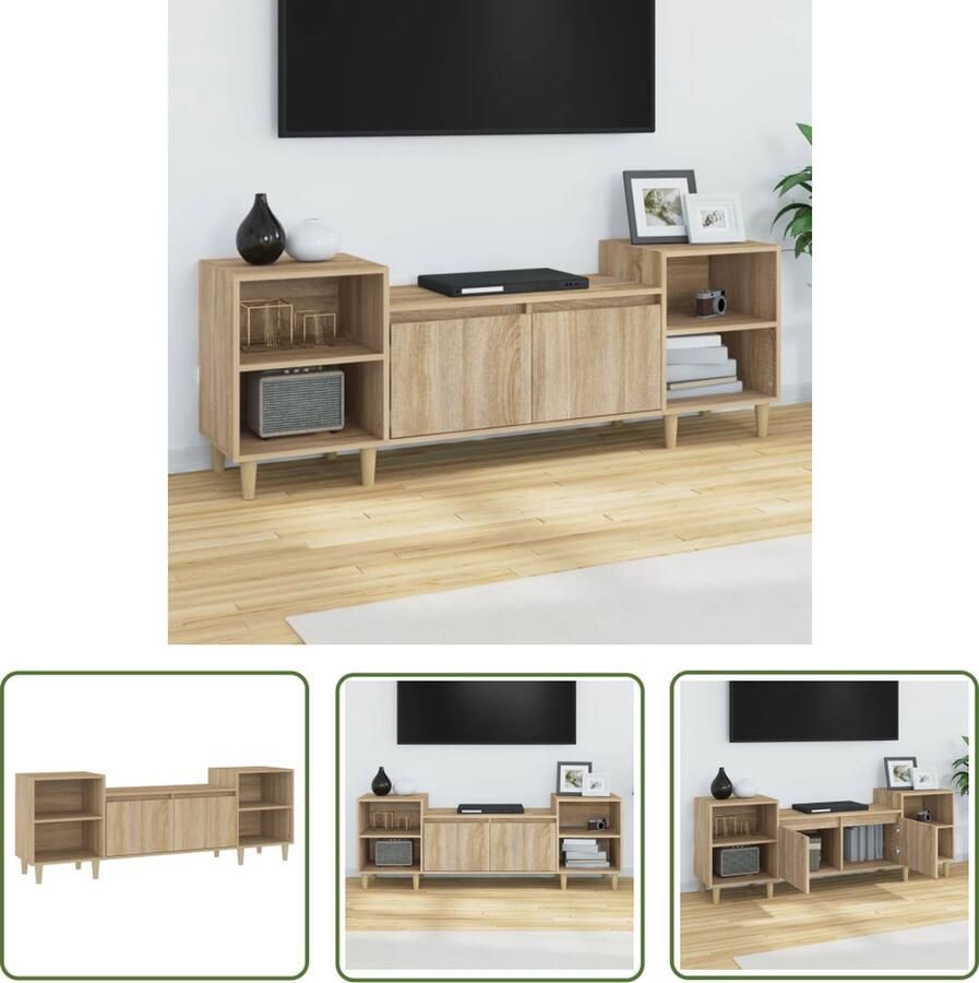 The Living Store vidaXL Salontafel TV-meubel Tv-meubel 160x35x55 cm bewerkt hout sonoma eikenkleurig Houten Kast Bruine Kast Sonoma Eiken - Foto 2