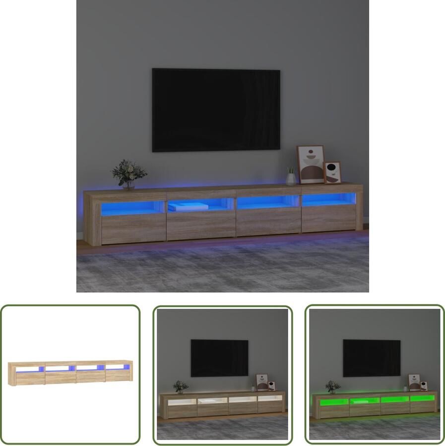 The Living Store vidaXL Salontafel Tv Meubel Tv-meubel met LED-verlichting 240x35x40 cm sonoma eikenkleurig Houten Meubilair Led Licht Rgb Verlichting