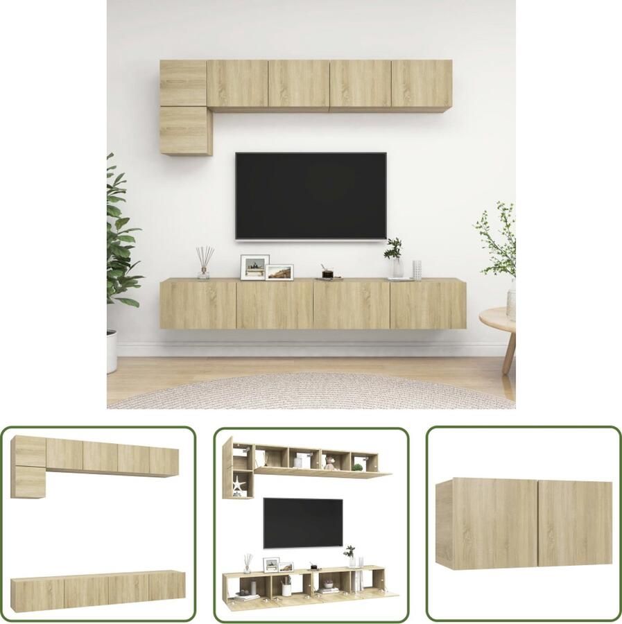 The Living Store vidaXL Salontafel Tv Meubels 5-delige Tv-meubelset spaanplaat sonoma eikenkleurig Houten Tv Stand Tv Kasten Media Kast - Foto 2