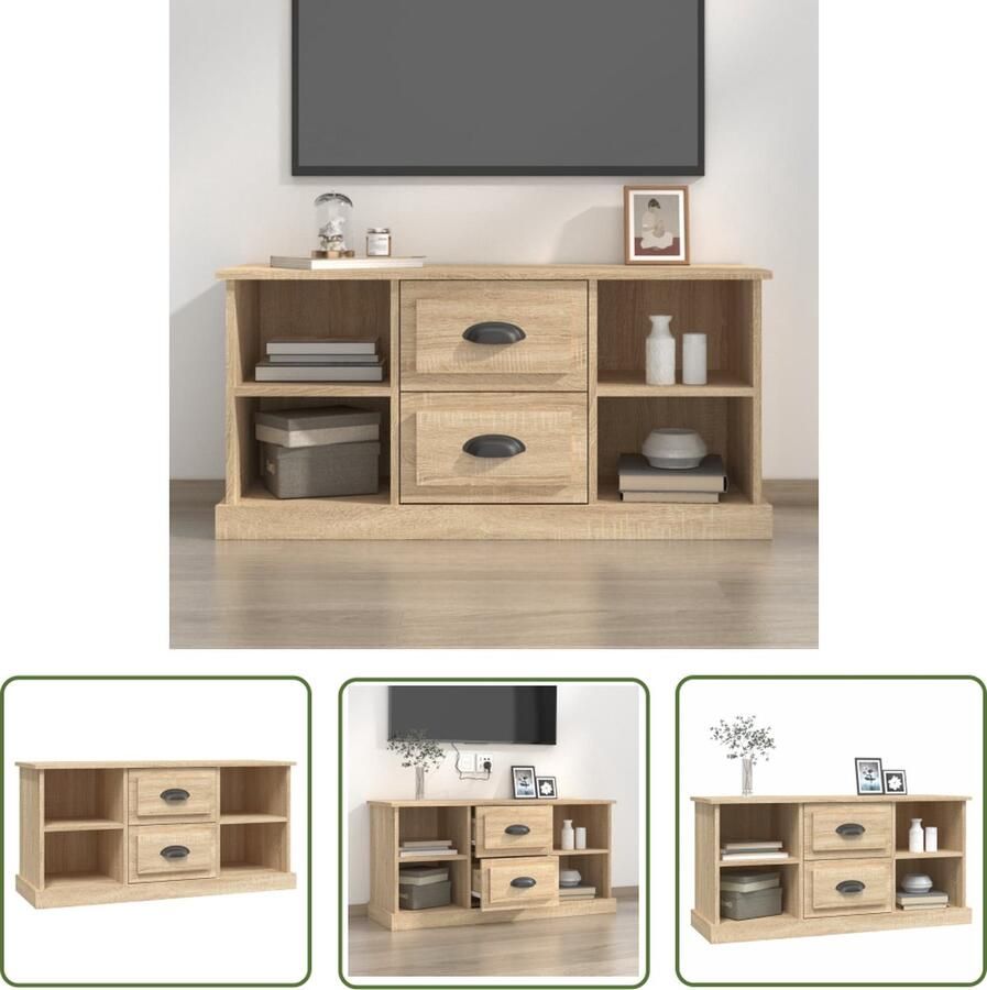 The Living Store vidaXL Salontafel Tv Meubels Tv-meubel 99 5x35 5x48 cm bewerkt hout sonoma eikenkleurig Houten Tv Kast Tv Stand Media Kast - Foto 2
