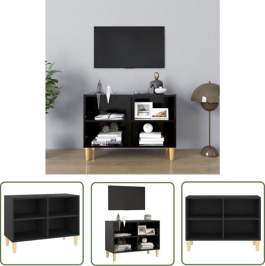 The Living Store Bedkastje Scandinavische Stijl Prachtig Ontwerp Slaapkamermeubel Zwarte 69.5 x 30 x 50 cm Tv Kast Scandinavisch Meubilair Zwarte Tv Stand Tv Tafel Salontafel - Foto 2