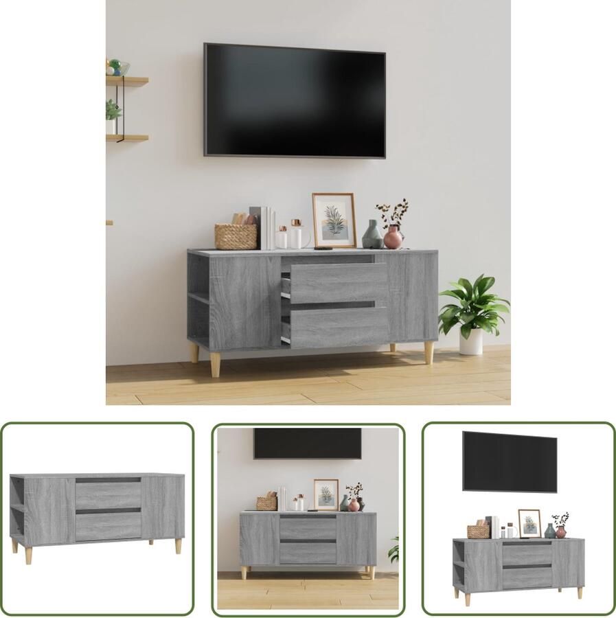 The Living Store vidaXL Scandinavisch Tv Meubel Tv Kast Tv-meubel 102x44 5x50 cm bewerkt hout grijs sonoma eikenkleurig Grijze Tv Kast Houten Tv Meubel Tv Stand - Foto 2