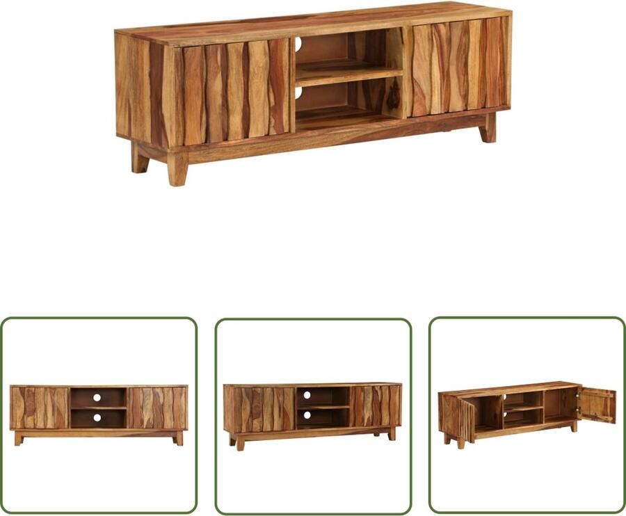 The Living Store Sheesham TV-meubel 118 x 30 x 40 cm massief sheeshamhout Ruime opbergruimte Tv-meubel Sheeshamhouten Tv-meubel Houten Tv-kast Tv Stand Livingroom Meubilair - Foto 2