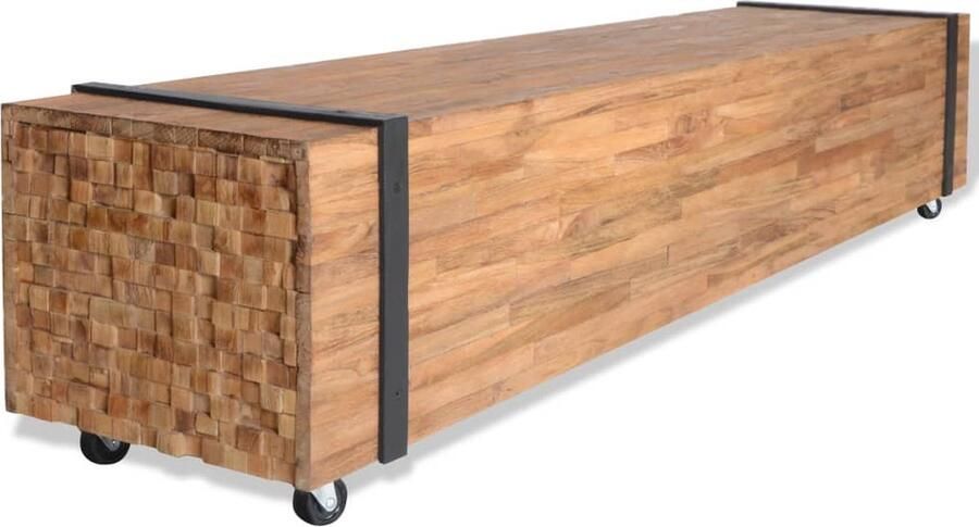 The Living Store Tv-meubel 110x30x32 5 cm massief teakhout Tv-meubel Teak Hout Industriele Stijl Bruin Vintage Meubilair