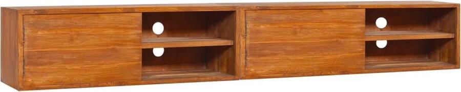 VidaXL Tv-meubel Wandmontage 180x30x30 cm Teakhout Teak Tafel Teak Tv Meubel Koloniale Stijl Vintage Interieur Tv Stand Boekenkast Opbergvak - Foto 2