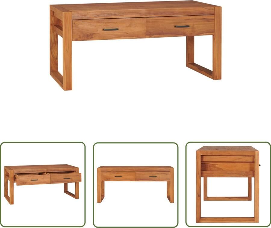 The Living Store Tv-meubel Hout 100x40x45 cm Gerecycled teakhout Tv-meubel Teakwood Rustic Style Salontafel Opbergruimte - Foto 2