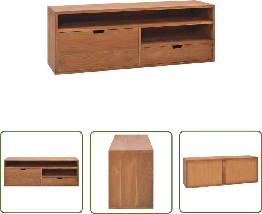 The Living Store TV-meubel Scandinavische stijl 110x30x40 cm massief teakhout Tv-meubel Teakwood Scandinavisch Houten Tv-stand Livingroom Furniture - Foto 2