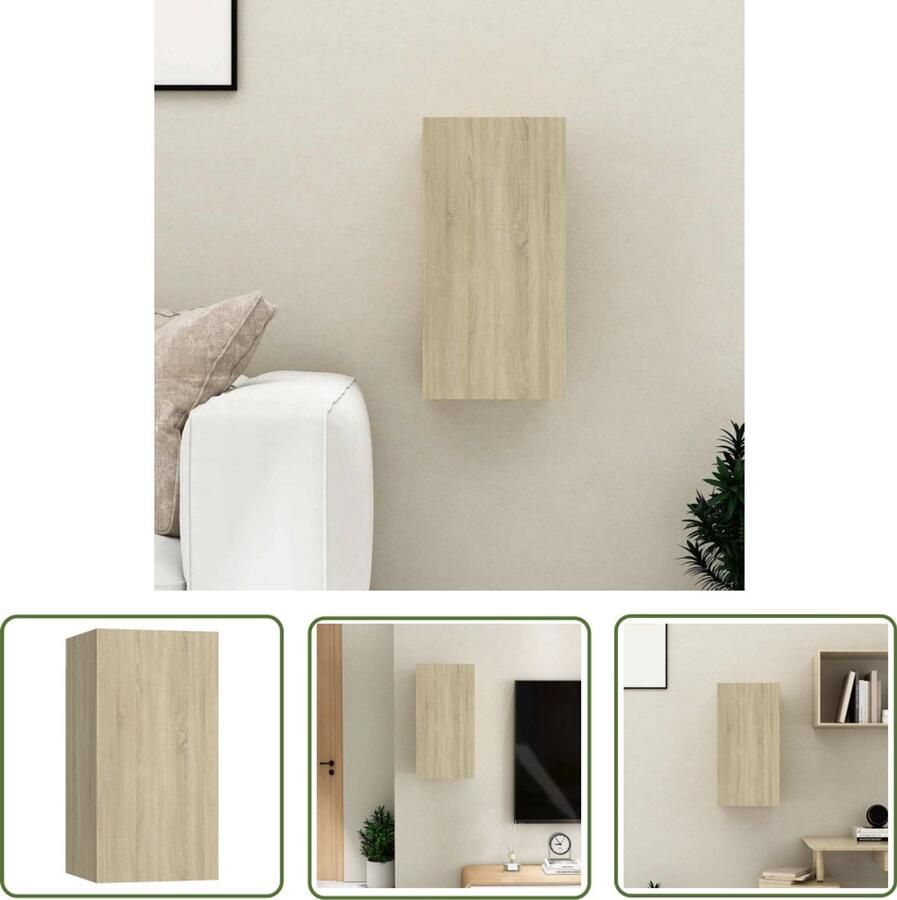 The Living Store vidaXL Televisiescherm Tv-kast Tv-meubel 30 5x30x60 cm bewerkt hout sonoma eikenkleurig Houten Tv-standaard Salontafel Woonkamerdecoratie - Foto 3