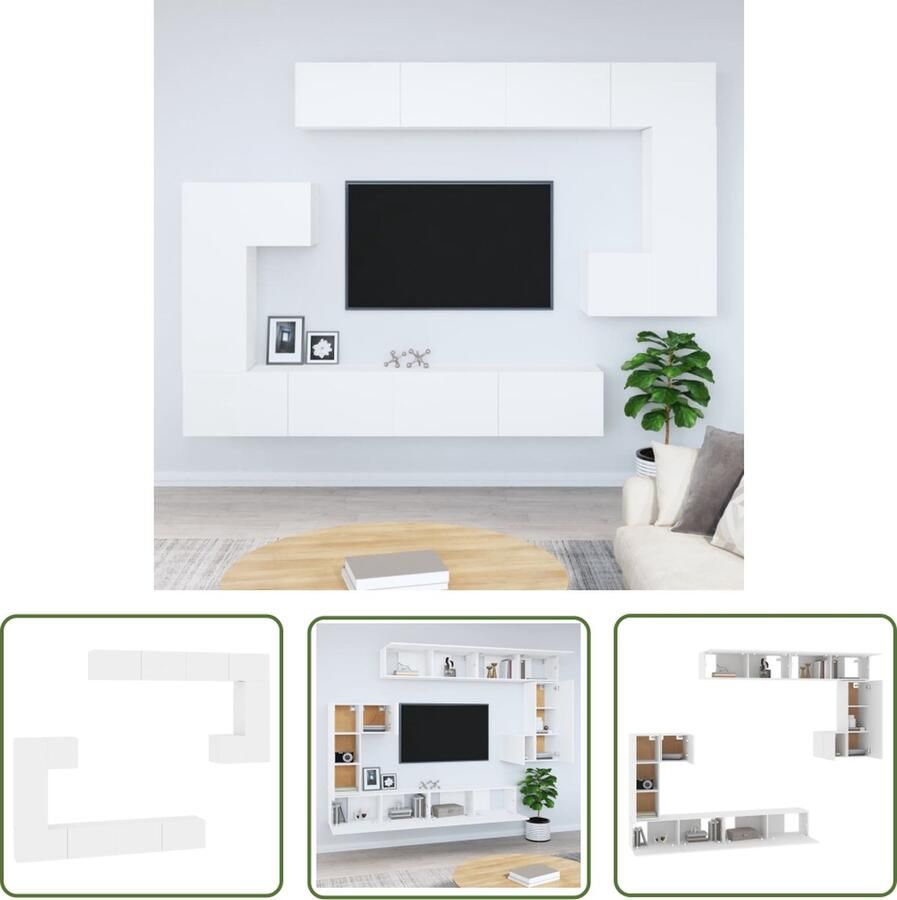 The Living Store Televisiewandmeubel Hangende tv-kasten S M L Kleur- Wit Televisiescherm Wandkast Tv Kast Tv Meubel Tv Meubilair Houten Tv Kast - Foto 2