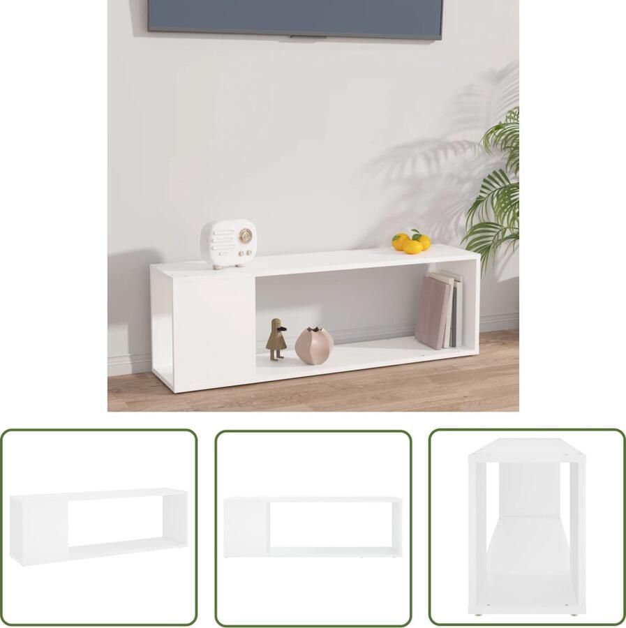 The Living Store vidaXL Tv-meubel 100x24x32 cm bewerkt hout wit Tv-meubel Tv-kast Houten Tv-standaard Salontafel Media-console - Foto 2