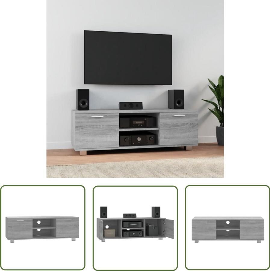 The Living Store vidaXL Tv-meubel 120x40 5x35 cm bewerkt hout grijs sonoma eikenkleurig Tv-meubel Tv Kast Houten Tv-meubel Grijze Tv-kast Salontafel