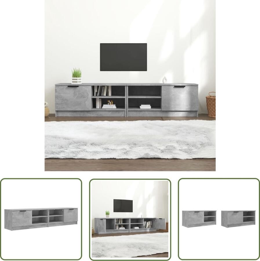 The Living Store TV-meubel Betongrijs 80 x 35 x 36.5 cm Praktisch hoogwaardig hout Voldoende opbergruimte Stevig blad Tv Meubel Tv Kast Hifi Kast Media Kast Beton Grijs