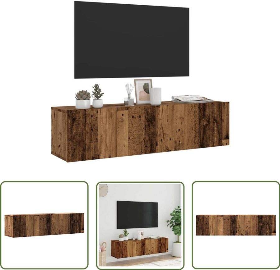 The Living Store vidaXL Tv Kast Tv-meubel Tv-wandmeubel 120x30x30 cm bewerkt hout oud houtkleurig Wandmontage Houten Tv-meubel Vintage Tv-meubel