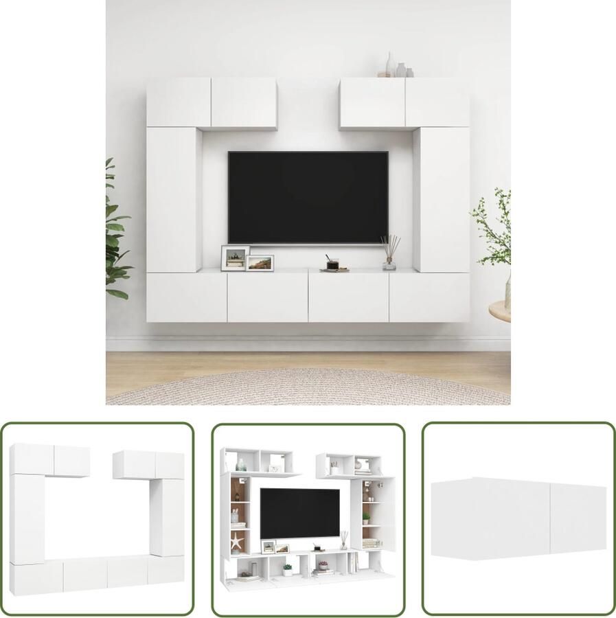 The Living Store Televisiemeubelset niet opgegeven Tv-meubels 100 x 30 x 30 cm 30.5 x 30 x 90 cm 80 x 30 x 30 cm Ken- wandbevestiging Kleur- wit Materiaal- spaanplaat Montage vereist - Foto 2