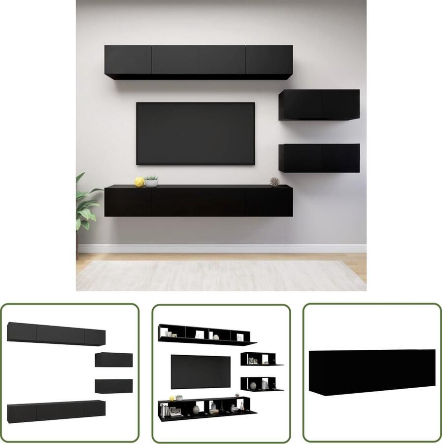 The Living Store Televisiemeubelset Hangende tv-kasten Meubelset 100 x 30 x 30 cm Ken- Stevig en duurzaam Televisiescherm Tv Kasten Wandmontage Tv Meubelset Livingroom Furniture - Foto 2