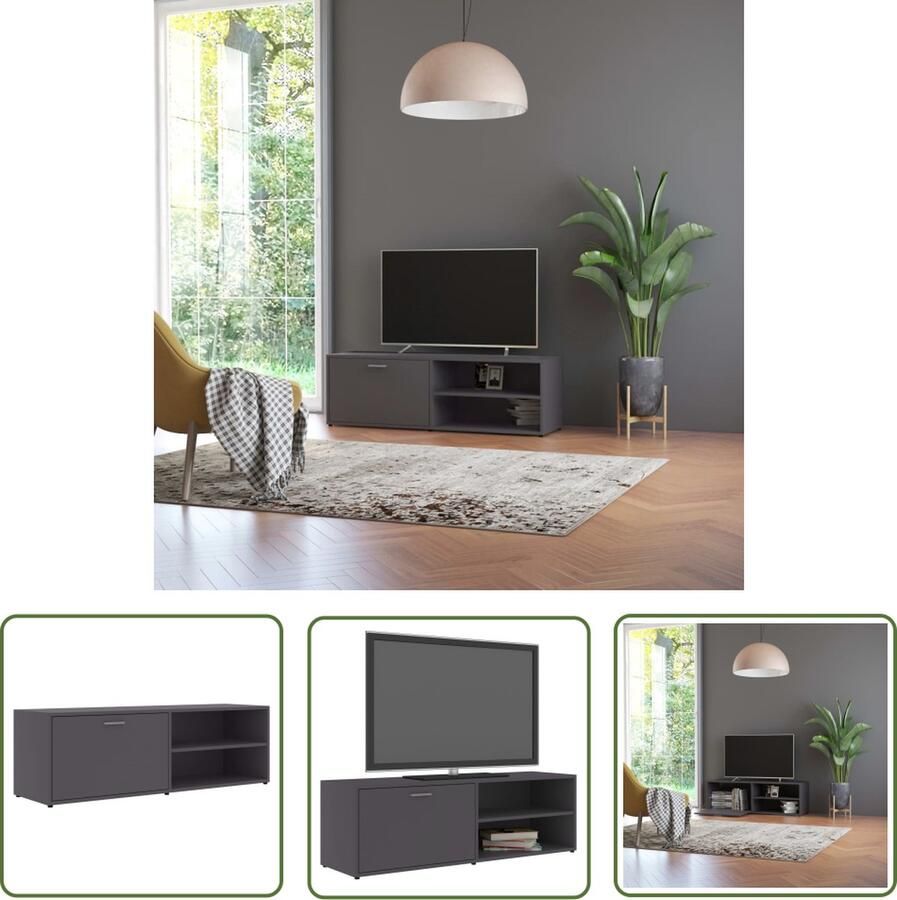 The Living Store vidaXL Tv-meubel 120x34x37 cm bewerkt hout grijs Tv-meubel Tv-kasten Houten Tv-stand Grijze Tv-kast Livingroom Meubels