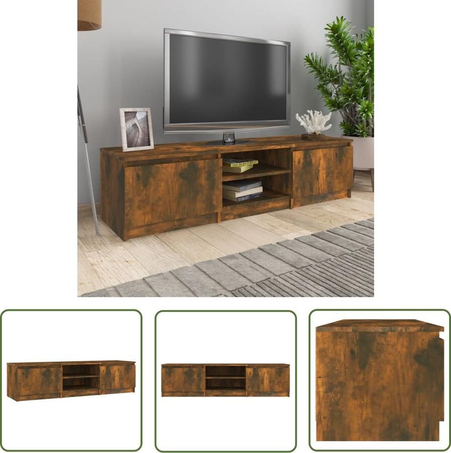 The Living Store Tv-meubel Tv-meubels Afmetingen- 140 x 40 x 35.5 cm Kleur- Gerookt eiken Tv Meubels Tv Kasten Houten Tv Stand Bruine Tv Tafel Modern Tv Meubel - Foto 2