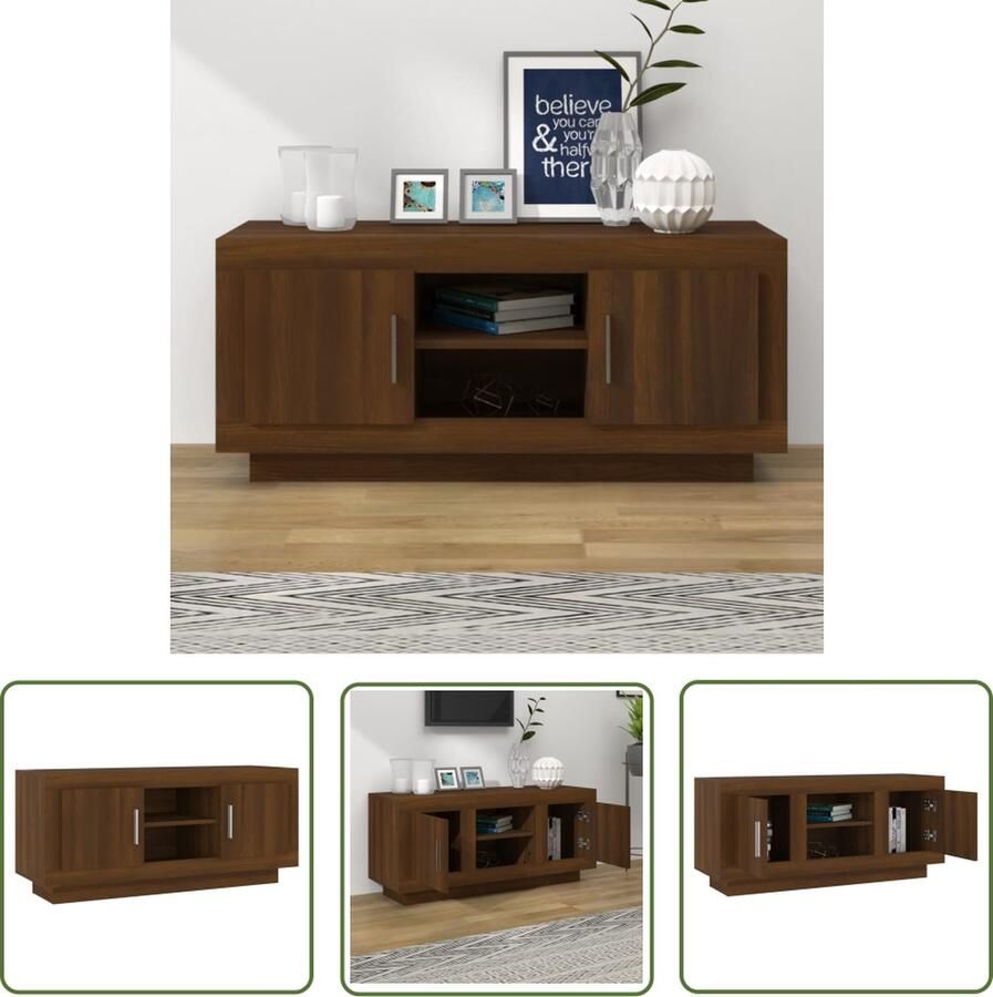 The Living Store TV-meubel Stereokast bruineiken 102 x 35 x 45 cm Praktisch Stijlvol Tv Meubels Tv Kast Stereokast Houten Tv Stand Bruine Eiken Meubilair - Foto 2