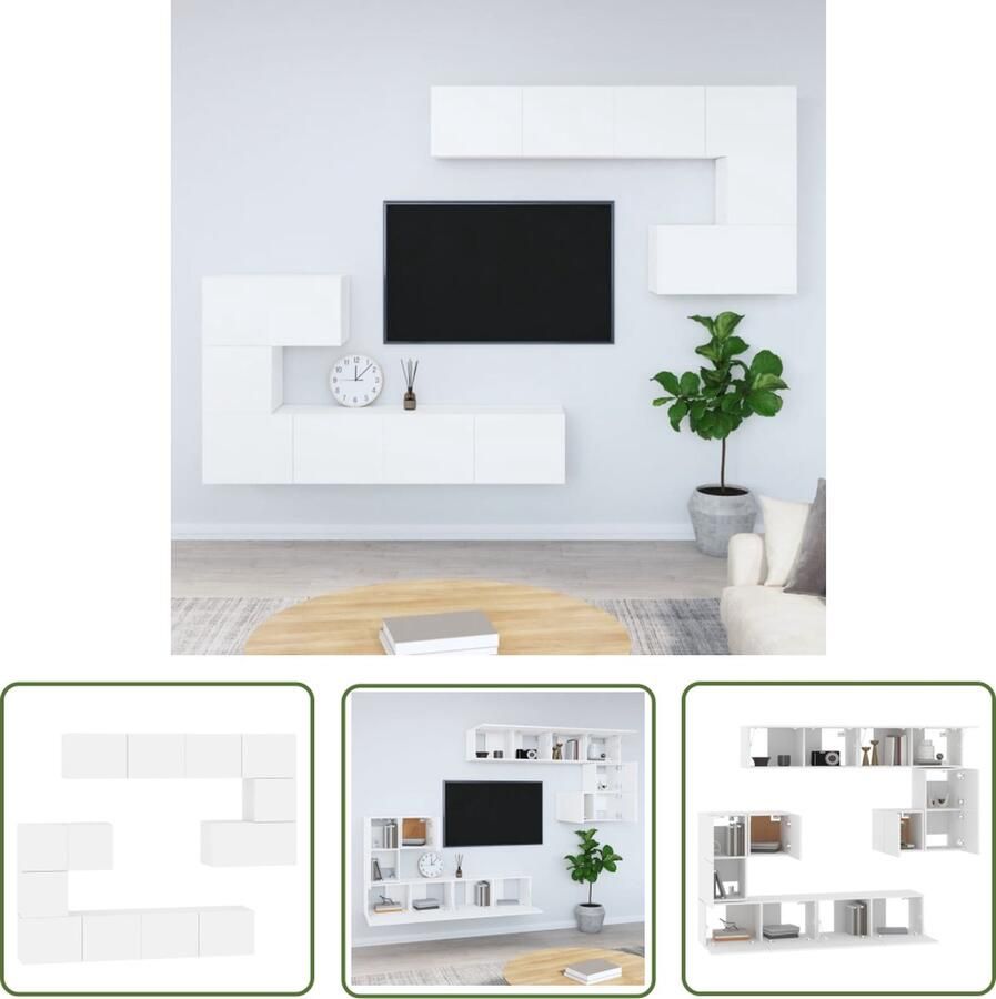 The Living Store vidaXL Tv Meubel Hangende Tv Kast Tv-wandmeubel bewerkt hout wit Wandkast Opbergruimte Houten Tv Kast - Foto 2