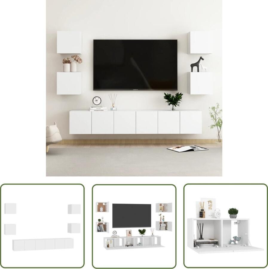 The Living Store Televisiekast Trendy Televisiemeubel 60 x 30 x 30 cm Spaanplaat Wit Televisiescherm Kast Tv Meubel Salontafel Livingroom Furniture Houten Tv Stand - Foto 2