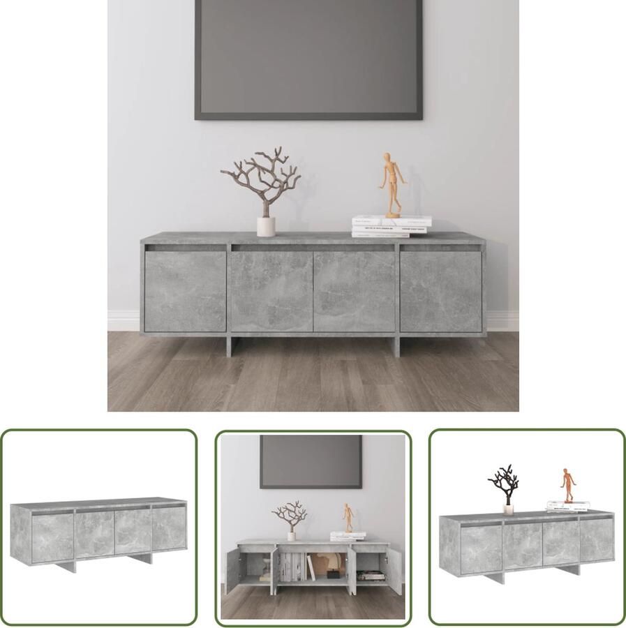 The Living Store vidaXL Tv-meubel Televisiescherm Tv-meubel 120x30x40 5 cm bewerkt hout betongrijs Tv-kast Media Kast Entertainment Center - Foto 2