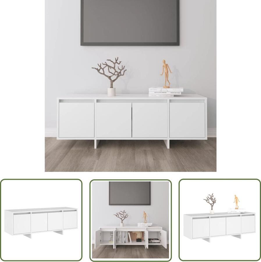 The Living Store Televisiemeubel Stereokast 120 x 30 x 40.5 cm wit spaanplaat Televisiescherm Tv-meubel Tv-kast Media Kast Stereo Kast - Foto 2