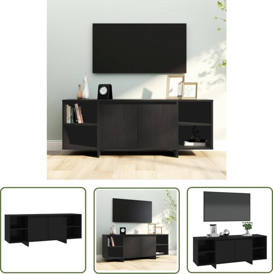 The Living Store televisiemeubel zwart 130 x 35 x 50 cm spaanplaat Televisiescherm Tv-meubel Tv Stand Mediabox Entertainment Center