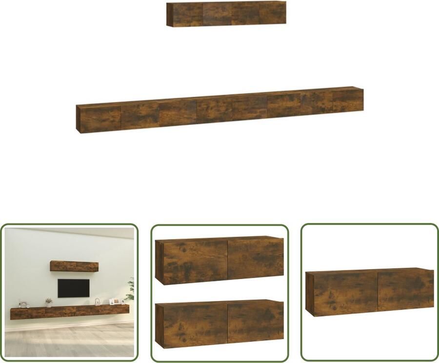 The Living Store vidaXL Tv Meubel TV Kast 6-delige Tv-meubelset bewerkt hout gerookt eikenkleurig Houten Tv Kast Wandmontage Tv Kast Bruine Tv Kast - Foto 3