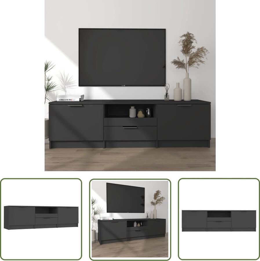 The Living Store TV-meubel Zwart Praktisch hoogwaardig opbergruimte Tv Kast Tv Meubel Hifi Kast Media Kast Salontafel - Foto 2