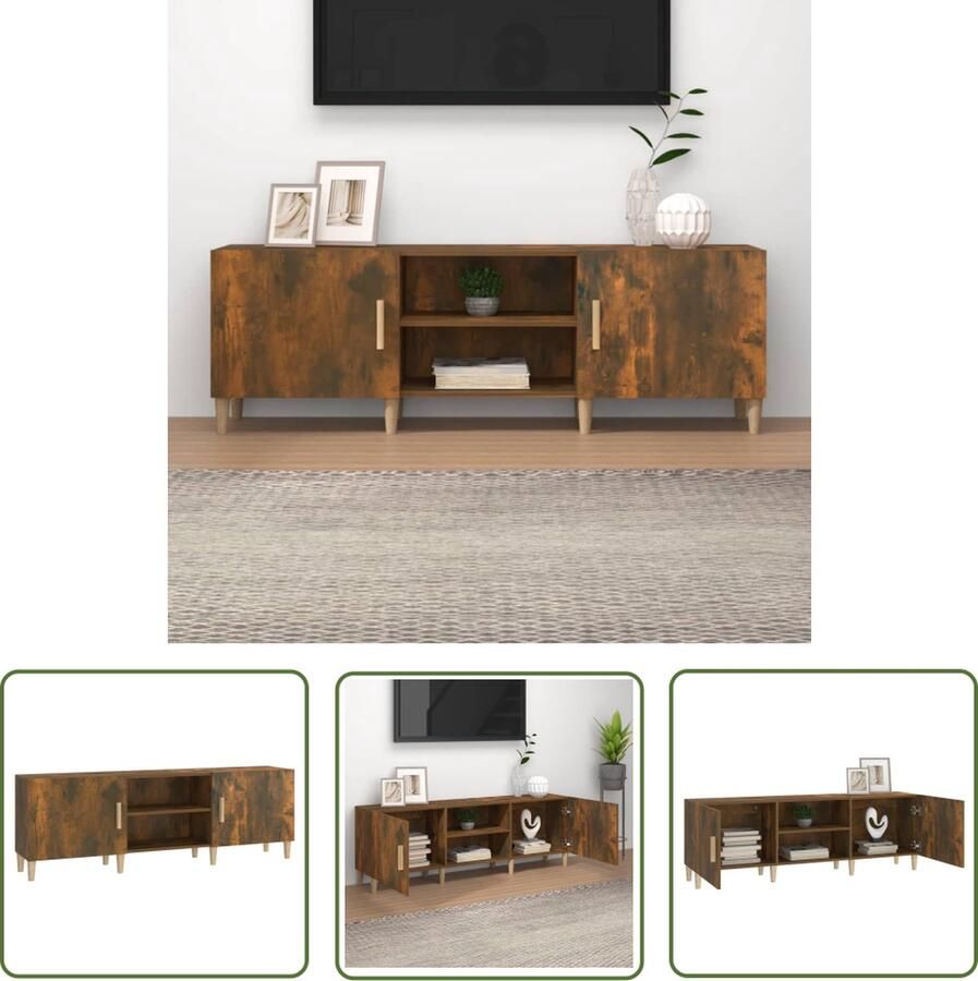 The Living Store vidaXL Tv Meubel Tv Kast Tv-meubel 150x30x50 cm bewerkt hout gerookt eikenkleurig Hifi Meubel Houten Tv Kast Bruine Tv Kast - Foto 2