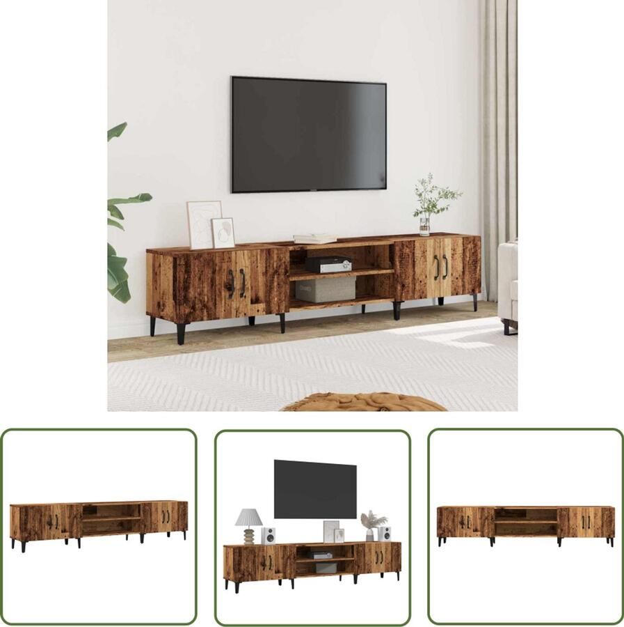 The Living Store vidaXL Tv Meubel Tv Kast Tv-meubel 180x31 5x40 cm bewerkt hout oud houtkleurig Houten Tv Stand Vintage Tv Tafel Industrieel Tv Meubel