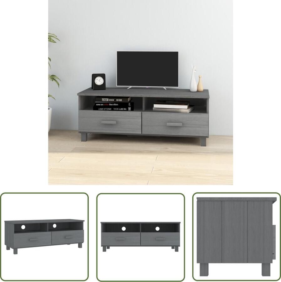 The Living Store vidaXL Tv Meubel Tv Kast Tv-meubel HAMAR 106x40x40 cm massief grenenhout donkergrijs Salontafel Hout Grijs - Foto 2