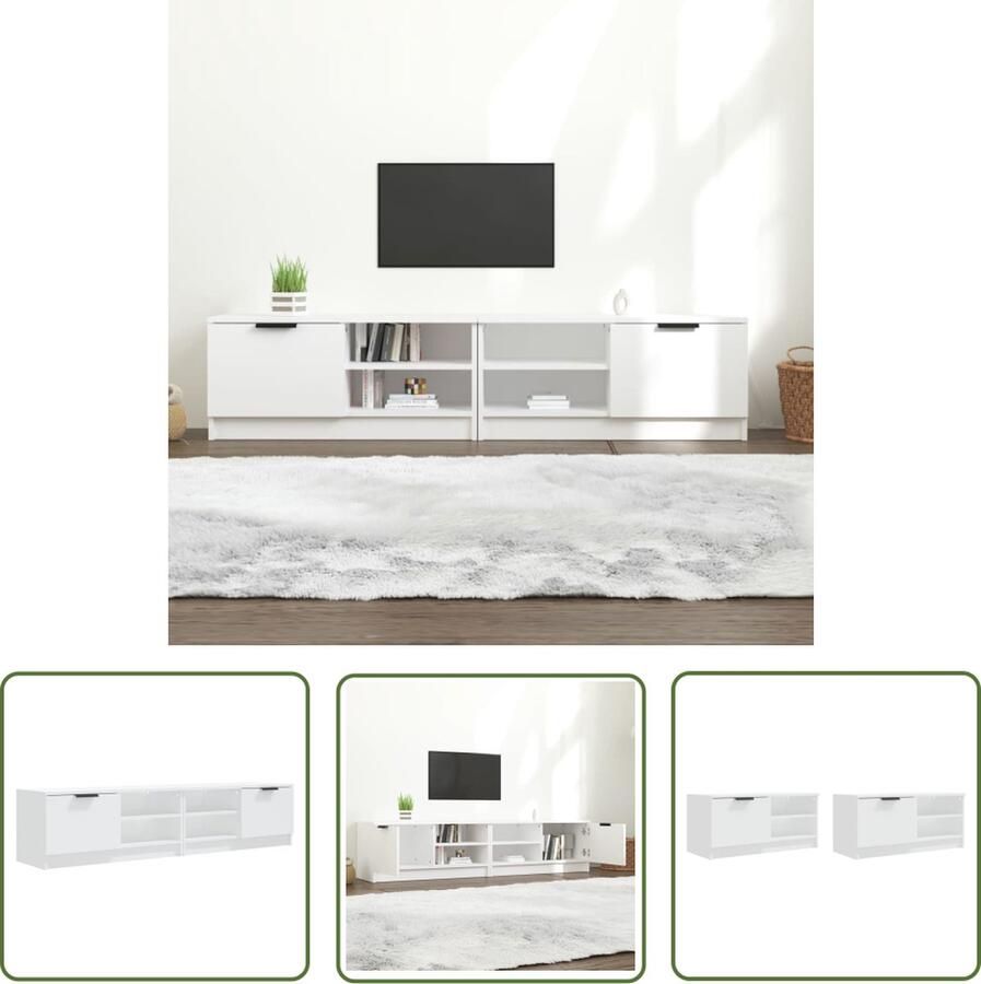 The Living Store TV-meubel trendy Praktisch houten media-opslag 80x35x36.5cm wit Tv Kast Tv Meubel Hifi Kast Media Opslag Woonkamerinrichting