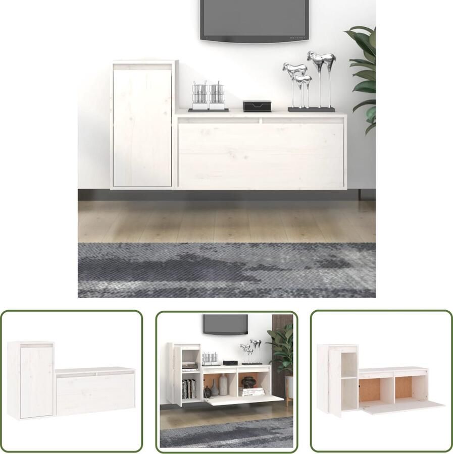 The Living Store Klassieke Televisiekasten Massief Grenenhout Wandmeubelen 80 x 30 x 35 cm 30 x 30 x 60 cm Klassieke Tv-meubel Houten Tv-stand Grenoble Hout Wandtv-meubel Tv-kast - Foto 2