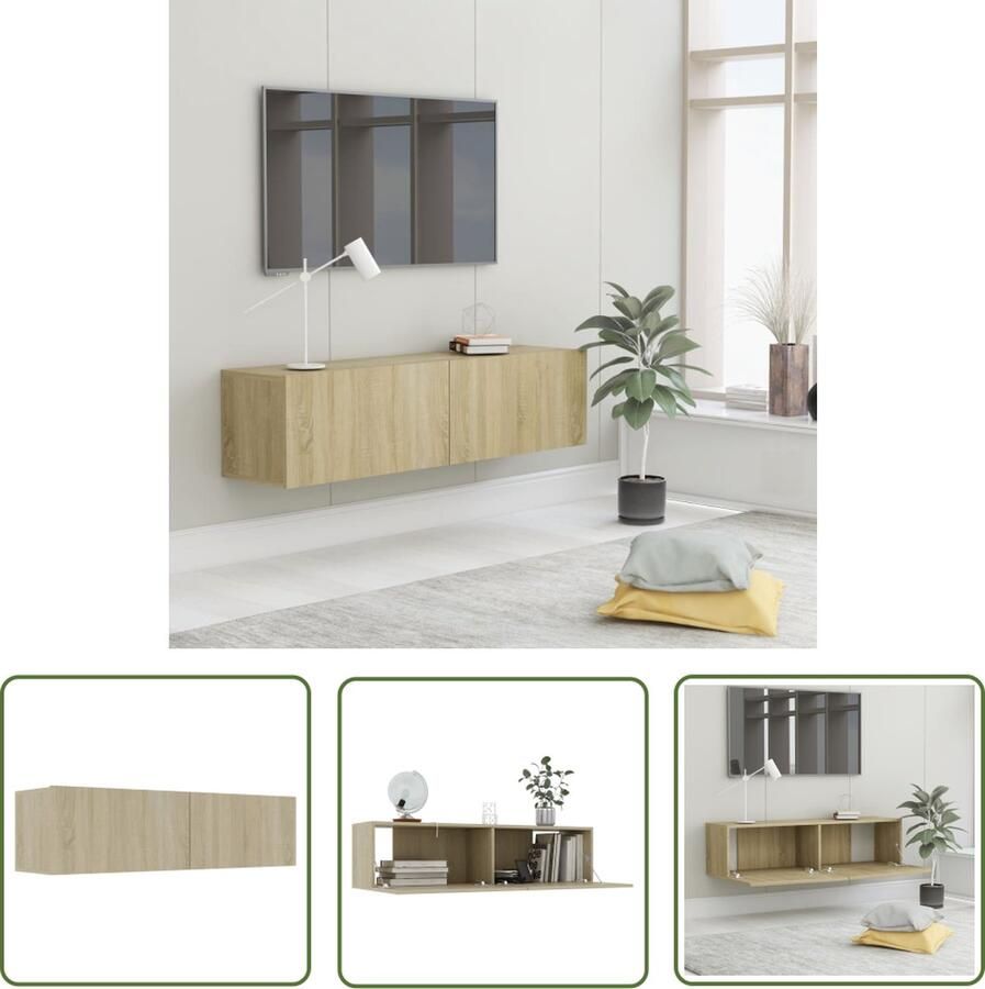 The Living Store vidaXL Tv Meubels Televisiescherm Tv-meubel 120x30x30 cm bewerkt hout sonoma eikenkleurig Salontafel Houten Tv Stand Tv Kast - Foto 2