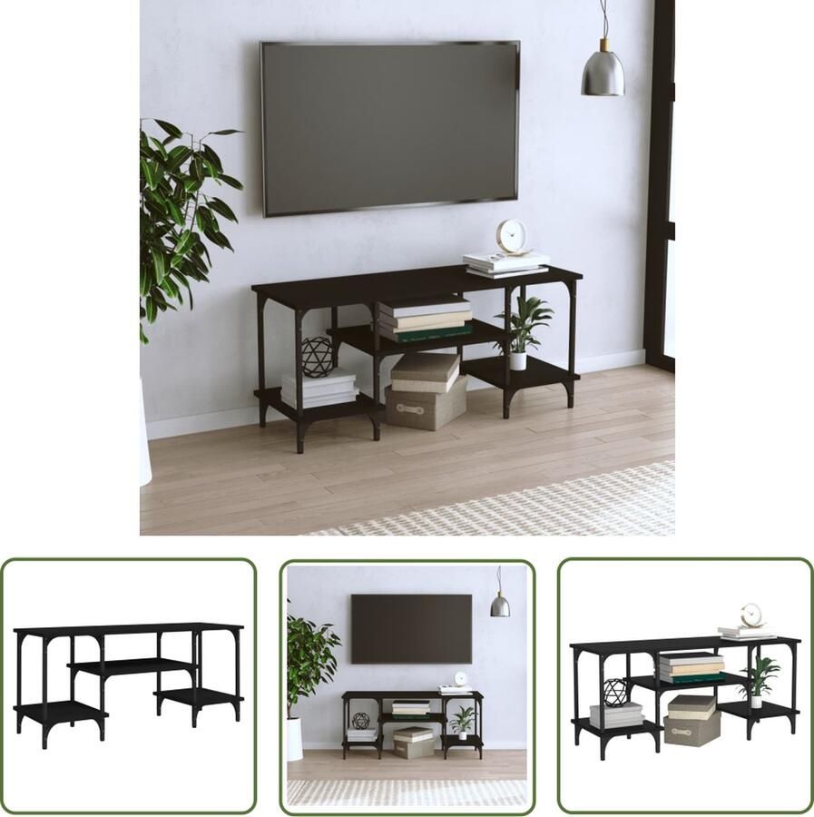 The Living Store vidaXL Tv Meubels Tv Kast Tv-meubel 102x35x45 5 cm bewerkt hout zwart Media Kast Hifi Kast Salontafel - Foto 2