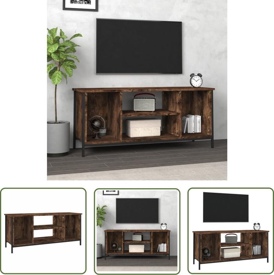 The Living Store vidaXL Tv Meubels Tv Kast Tv-meubel 102x35x45 cm bewerkt hout gerookt eikenkleurig Hifi Kasten Houten Tv Stand Bruine Tv Kast - Foto 2