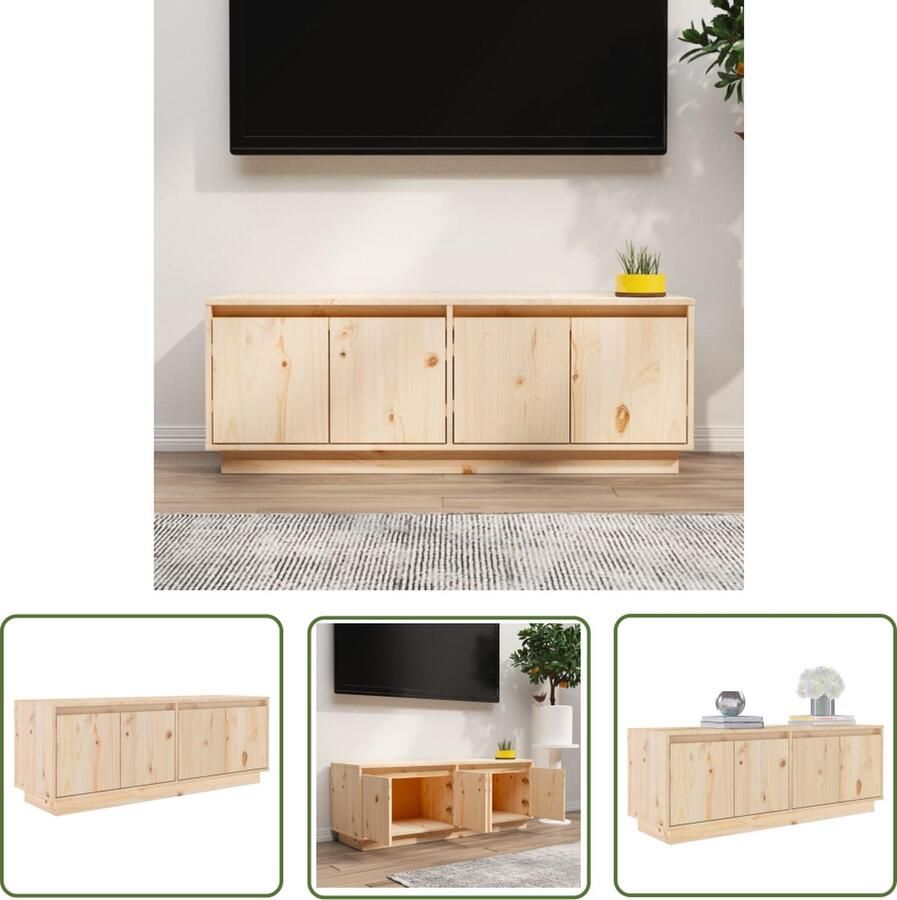 The Living Store TV-meubel Trendy en praktisch Stevig meubel Afmeting- 110 x 34 x 40 cm Materiaal- Massief grenenhout Tv Kast Tv Meubels Houten Tv Kast Landelijk Tv Meubel Grenenhouten Tv Kast - Foto 2