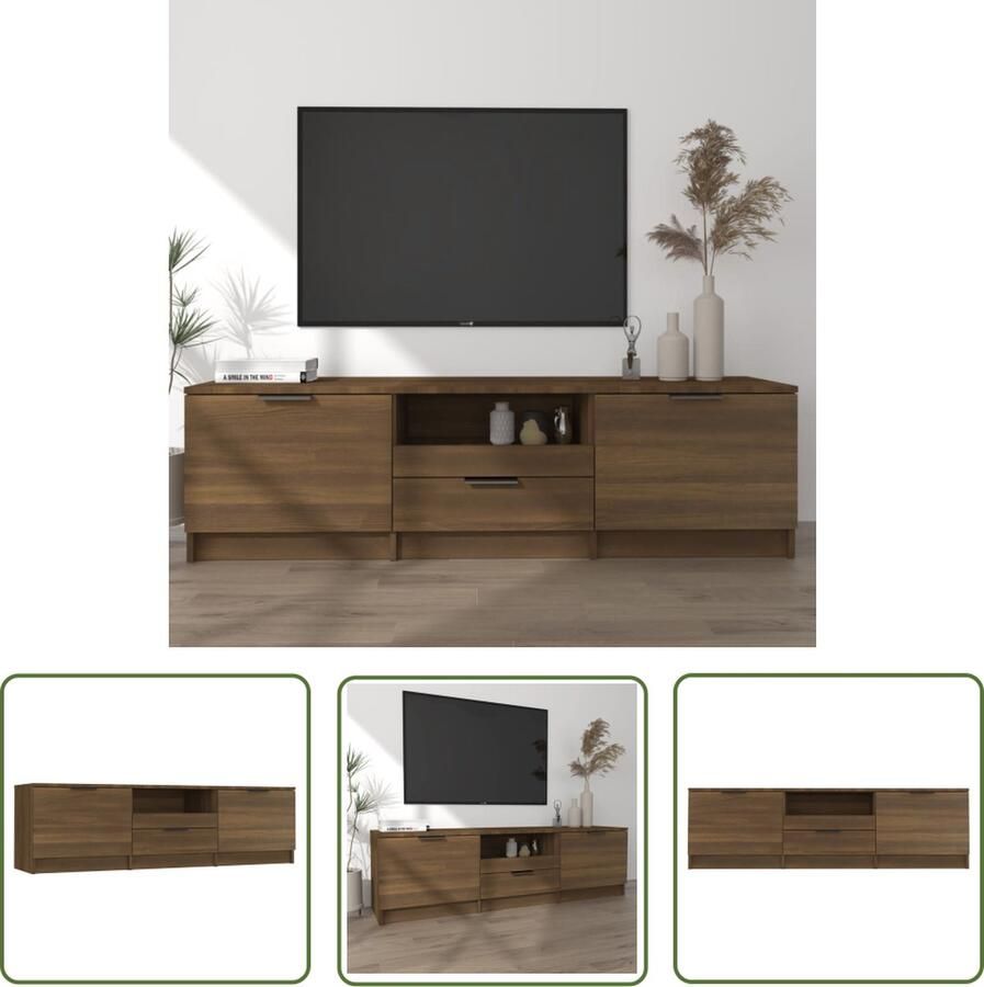The Living Store TV-meubel Bruineiken 140x35x40 cm Praktisch Hoogwaardig Materiaal Voldoende Opbergruimte Stevig Blad Tv Kast Tv Meubels Houten Tv Kast Bruine Tv Kast Salontafel - Foto 2